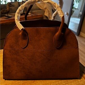 Deermisu Elegant Brown Suede Handbag